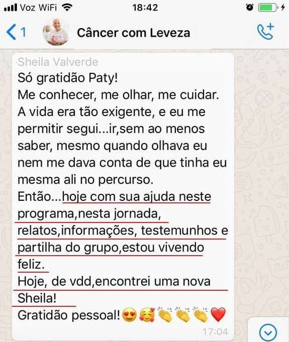 Mensagem de uma aluna