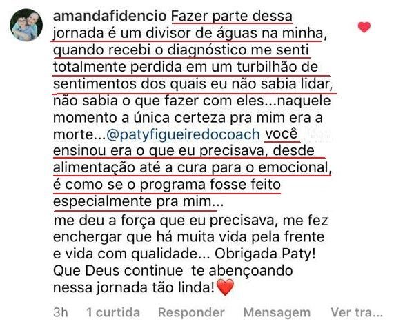 Mensagem de uma aluna