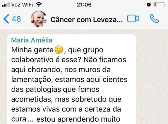 Mensagem de uma aluna
