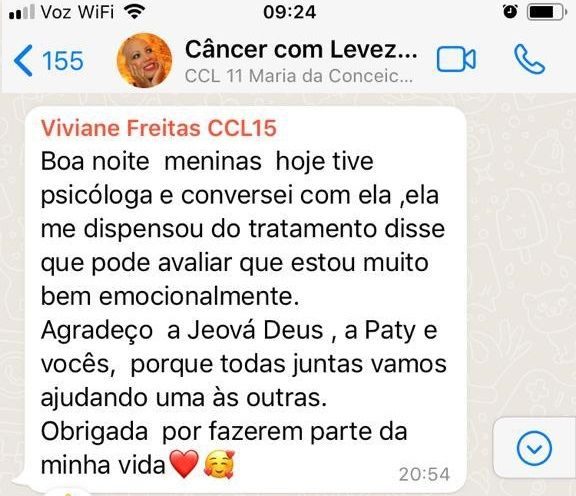 Mensagem de uma aluna
